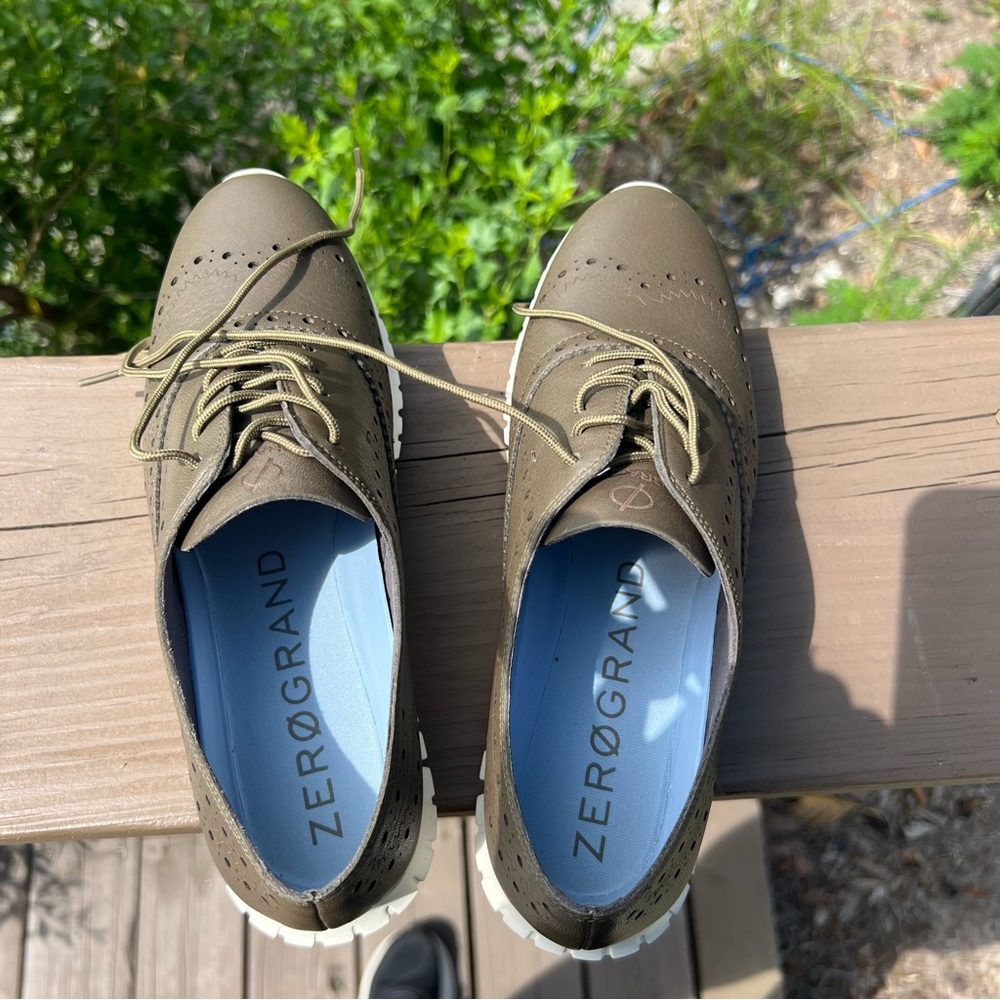 Cole Haan Zero Grand Leather Sneaker in Stone Grey - Picture 4 of 5